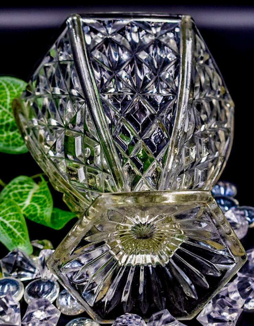 Hexagonal Depression Glass Vase