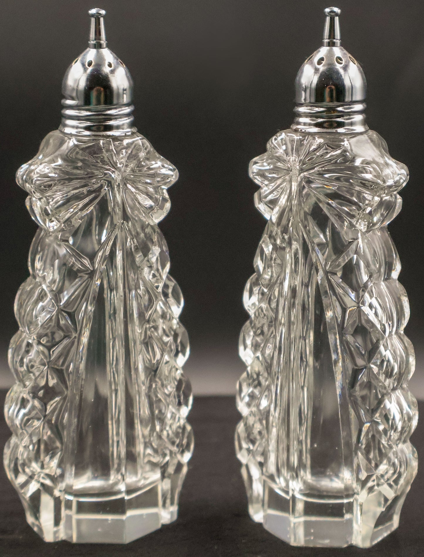 Crystal Glass Salt and Pepper Shakers