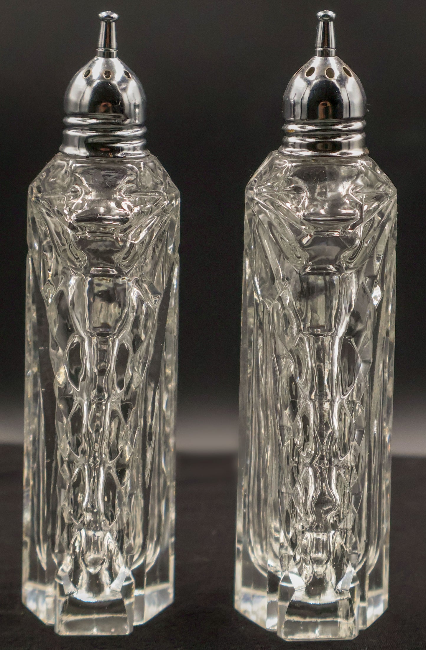 Crystal Glass Salt and Pepper Shakers