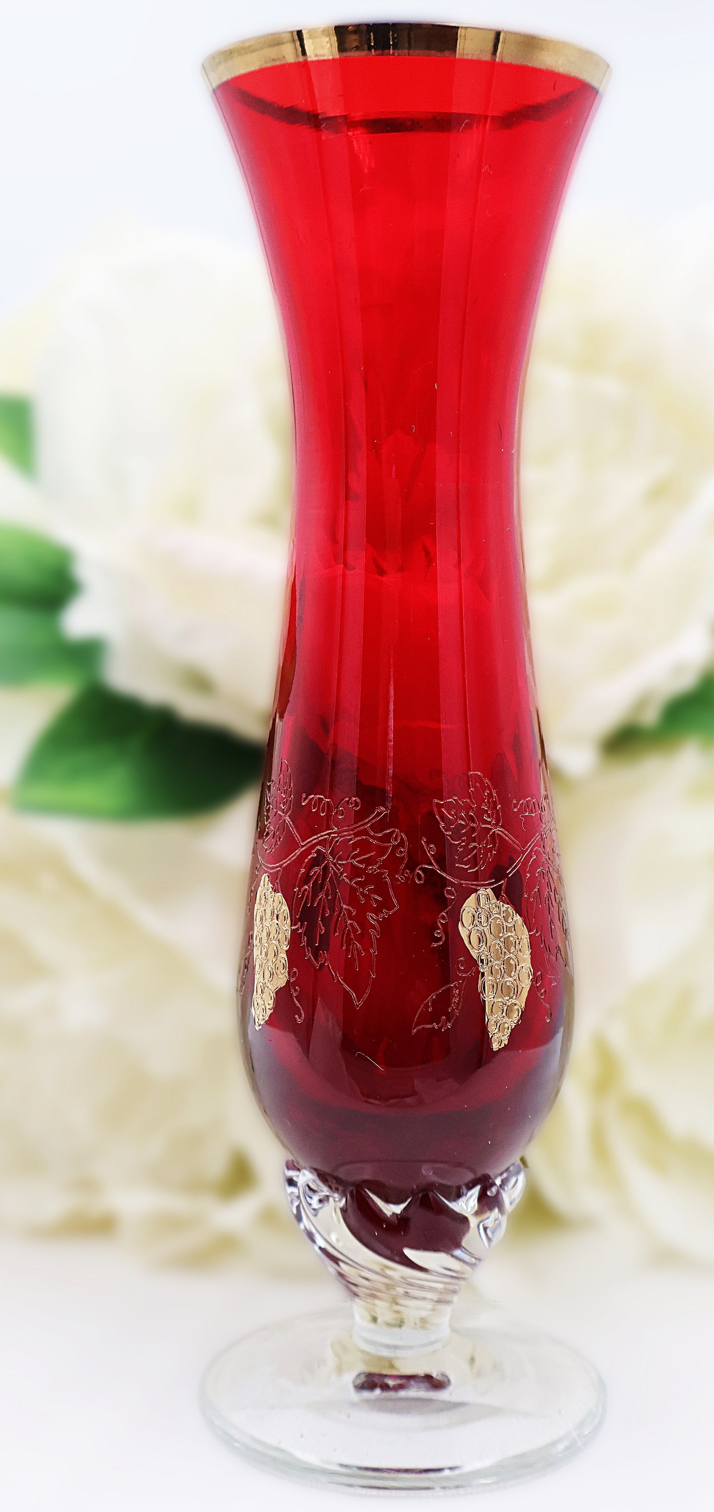 Bohemian Ruby Red Vase