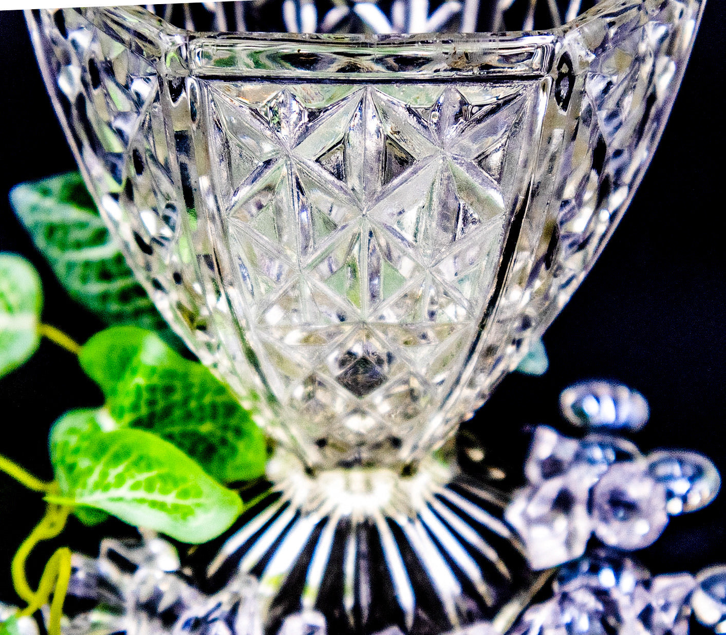 Hexagonal Depression Glass Vase