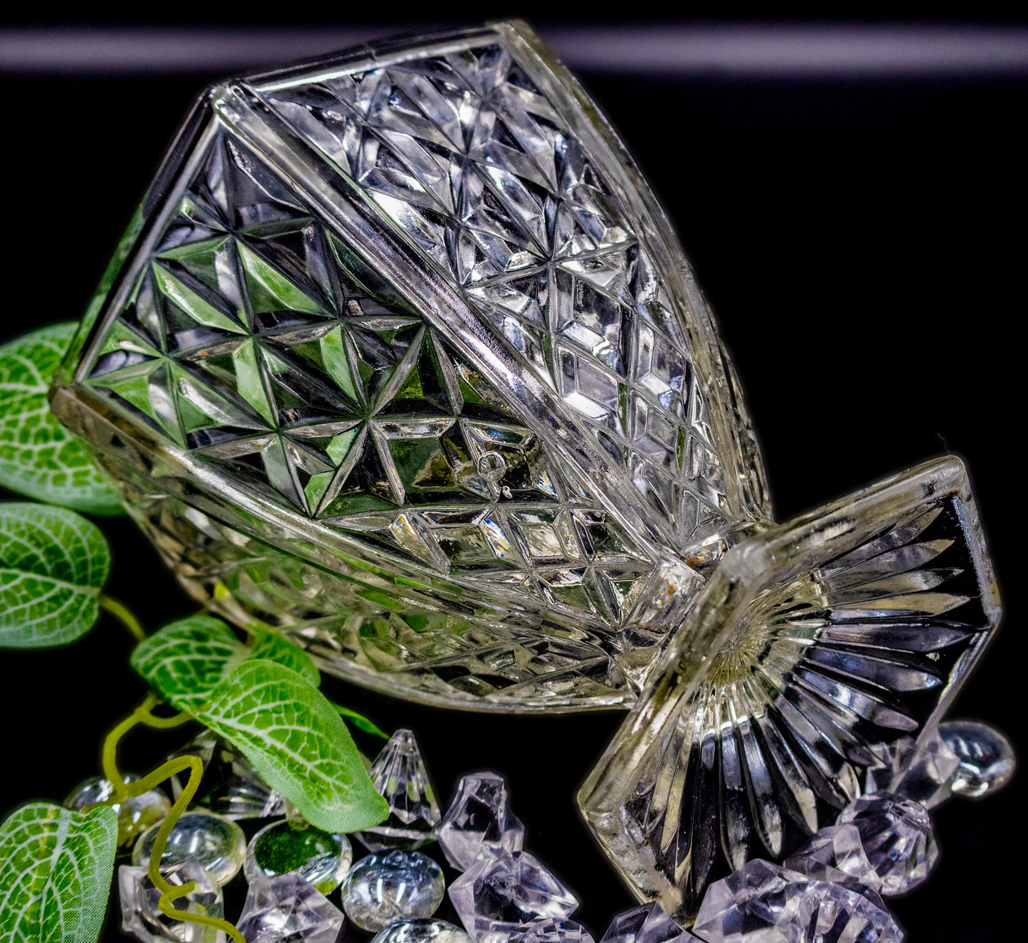 Hexagonal Depression Glass Vase