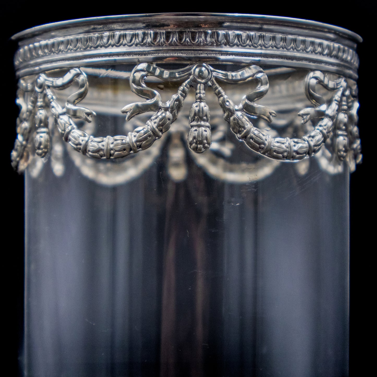 Stunning Tube Vase - Silver Plate Swag Motif