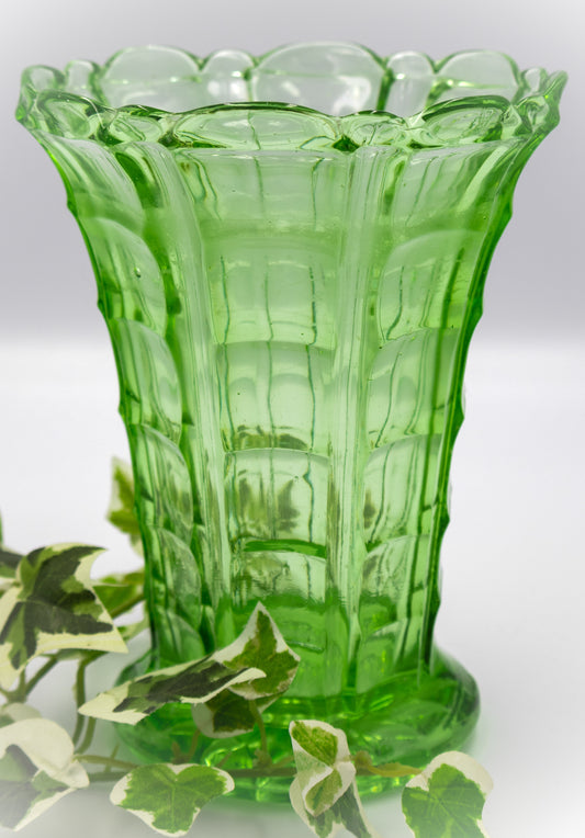 Bamboo design Depression Glass Vase