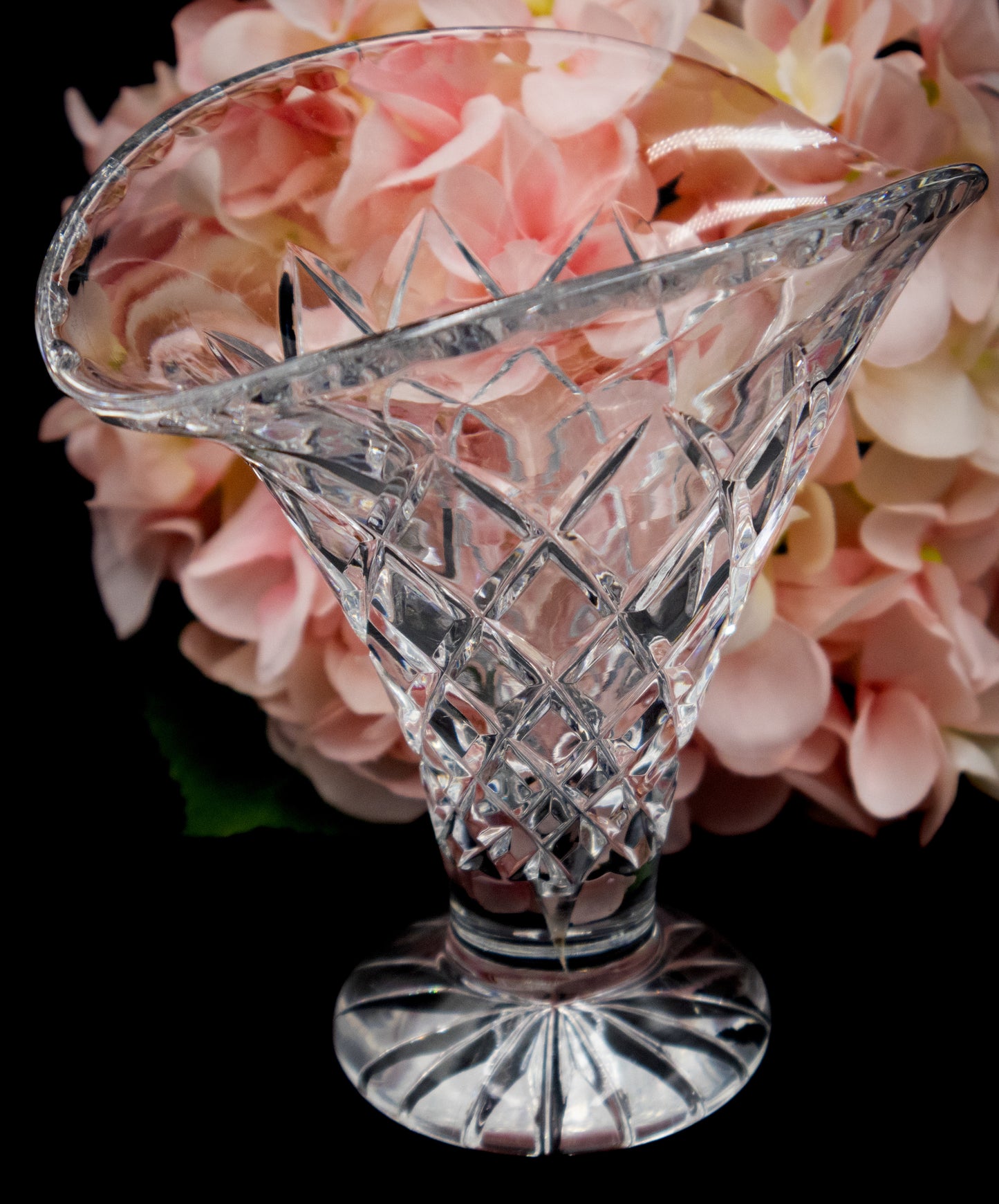 Lead Crystal Fan Vase